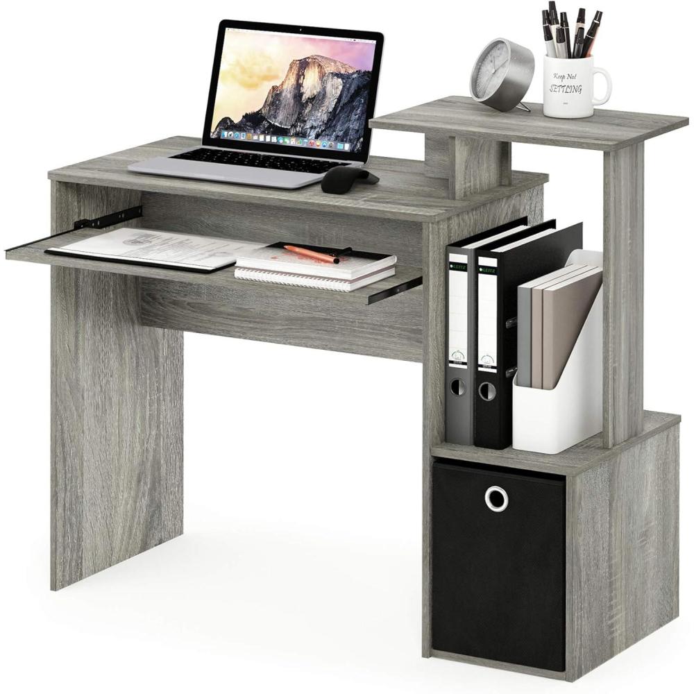 imageFurinno Econ Multipurpose Home Office Computer Writing Desk WhiteBlackFrench OakBlack