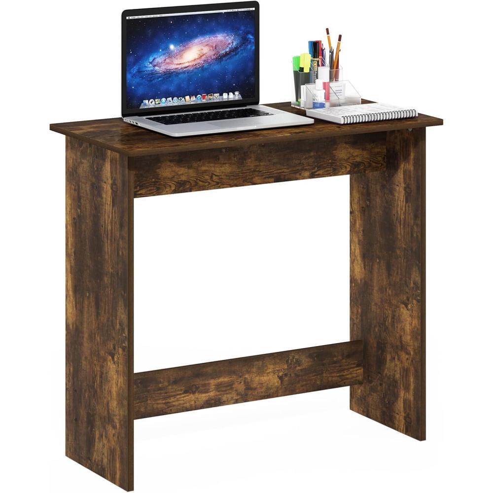 imageFurinno GO GREEN Desk 315 Wide Gaming Desk with 2 Side Shelves and Storage Bins Computer Desk Office Desk for Home Office Study Room Dorm Bedroom BeechAmber Pine