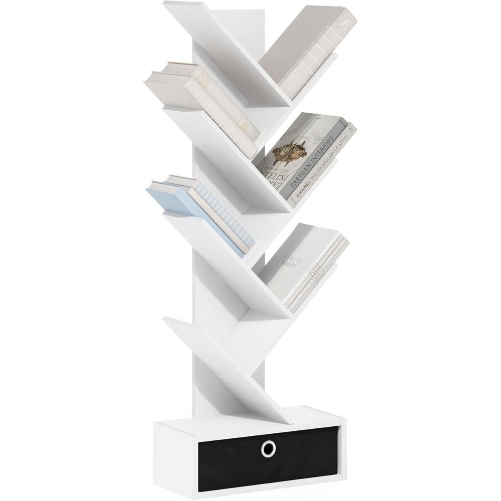imageFurinno PASIR Book Shelf 4Tier Bookshelf Bookcase with Open Shelf 94 x 236 x 417 for Living Room Bedroom Home Office EspressoWhiteBlack