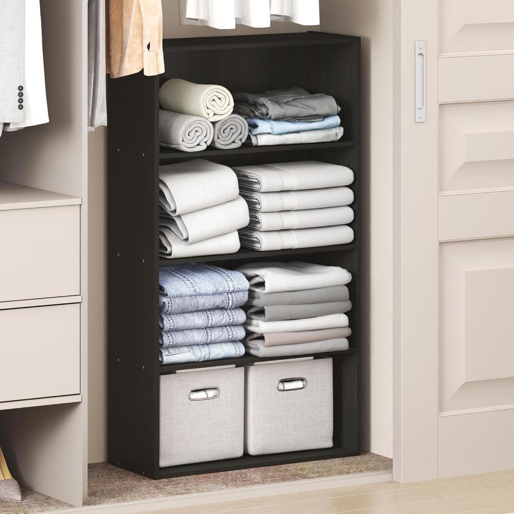 imageFurinno Reed Closet Organizers and Storage 5Tier Closet Organizer Open Shelf Closet Storage for Wardrobe Bedroom Living Room WhiteEspresso
