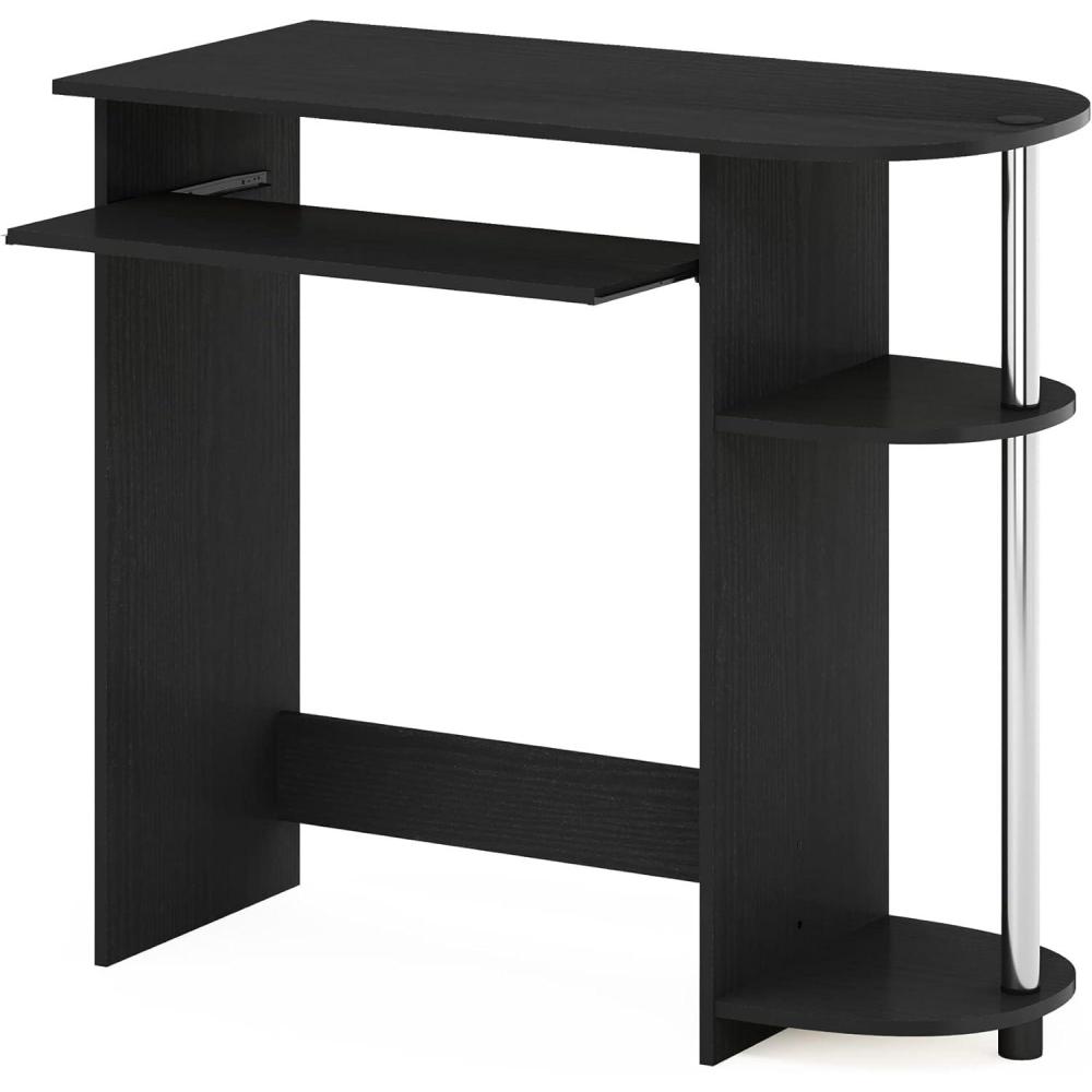 imageFurinno Simplistic Easy Assembly Computer Desk With Keyboard Tray Light CherryBlackAmericanoStainless Steel