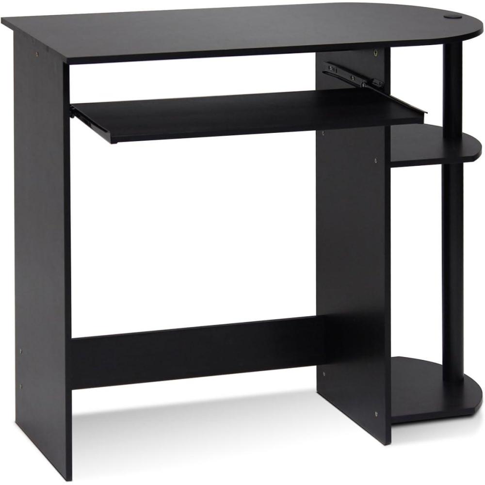 imageFurinno Simplistic Easy Assembly Computer Desk With Keyboard Tray Light CherryBlackEspressoBlack