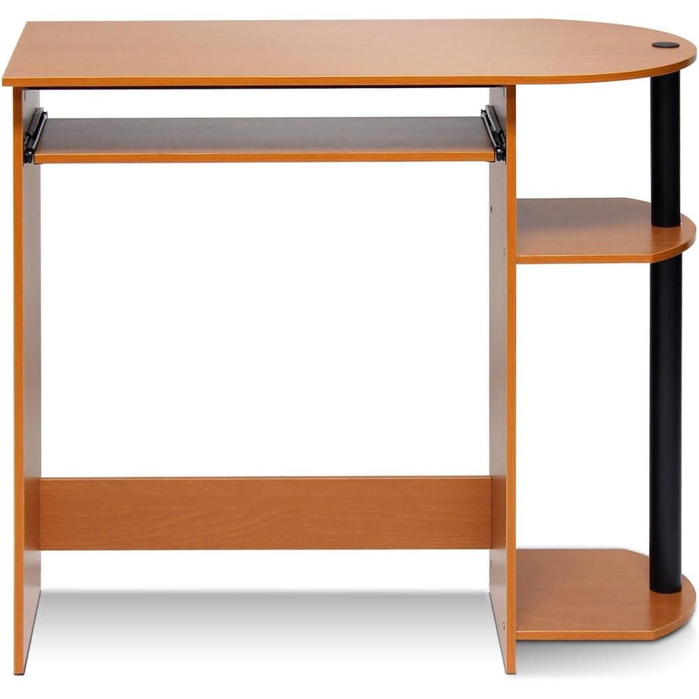 imageFurinno Simplistic Easy Assembly Computer Desk With Keyboard Tray Light CherryBlackLight CherryBlack