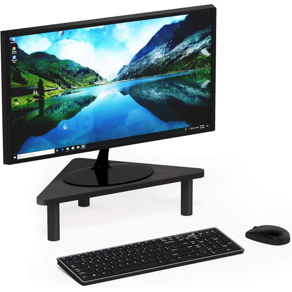 imageFurinno TurnNTube Monitor Riser Stand White Oak Stainless Steel TubesEspressoBlack