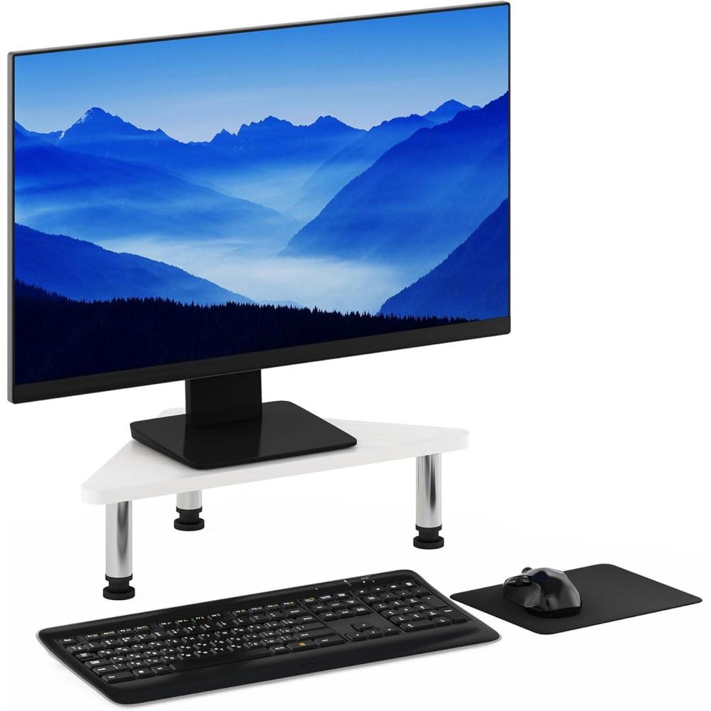 imageFurinno TurnNTube Monitor Riser Stand White Oak Stainless Steel TubesWhite Oak