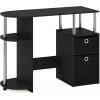 FURINNO Jaya Computer Study Desk with Bin, Brown(Americano/Stainless Steel/Black)