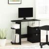 FURINNO Jaya Computer Study Desk with Bin, Brown(Americano/Stainless Steel/Black)