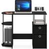 FURINNO Jaya Computer Study Desk with Bin, Brown(Americano/Stainless Steel/Black)