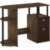 FURINNO Jaya Computer Study Desk with Bin, Brown(Columbia Walnut/Black/Dark Brown)