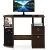 FURINNO Jaya Computer Study Desk with Bin, Brown(Columbia Walnut/Black/Dark Brown)
