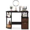 FURINNO Jaya Computer Study Desk with Bin, Brown(Espresso)