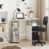 FURINNO Jaya Computer Study Desk with Bin, Brown(White Oak/Stainless Steel/Black)