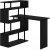 Furinno Abbott L-Shape Computer Desk with Bookshelf, Espresso/Black(Americano/Black)