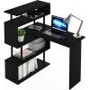 Furinno Abbott L-Shape Computer Desk with Bookshelf, Espresso/Black(Americano/Black)