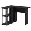 Furinno Abbott L-Shape Computer Desk with Bookshelf, Espresso/Black(Americano/Chrome)