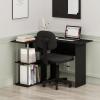 Furinno Abbott L-Shape Computer Desk with Bookshelf, Espresso/Black(Americano/Chrome)
