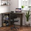 Furinno Abbott L-Shape Computer Desk with Bookshelf, Espresso/Black(Columbia Walnut/Black)