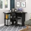 Furinno Abbott L-Shape Computer Desk with Bookshelf, Espresso/Black(Espresso/Black)