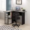 Furinno Abbott L-Shape Computer Desk with Bookshelf, Espresso/Black(French Oak Grey/Black)