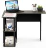 Furinno Abbott L-Shape Computer Desk with Bookshelf, Espresso/Black(French Oak Grey/Black)