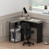 Furinno Abbott L-Shape Computer Desk with Bookshelf, Espresso/Black(French Oak Grey/Black)