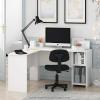 Furinno Abbott L-Shape Computer Desk with Bookshelf, Espresso/Black(White)