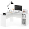 Furinno Abbott L-Shape Computer Desk with Bookshelf, Espresso/Black(White)