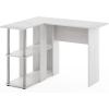Furinno Abbott L-Shape Computer Desk with Bookshelf, Espresso/Black(White Oak/Chrome)