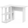Furinno Abbott L-Shape Computer Desk with Bookshelf, Espresso/Black(White/White)