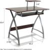 Furinno Besi New Office Computer Desk, Dark Wood Grain