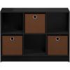 Furinno Cubic Closet Organizers and Storage, 6-Cube Closet Organizer with Bins, Open Shelf Storage, for Wardrobe, Bedroom, Living Room, White(Americano/Medium Brown)