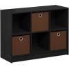 Furinno Cubic Closet Organizers and Storage, 6-Cube Closet Organizer with Bins, Open Shelf Storage, for Wardrobe, Bedroom, Living Room, White(Americano/Medium Brown)