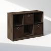 Furinno Cubic Closet Organizers and Storage, 6-Cube Closet Organizer with Bins, Open Shelf Storage, for Wardrobe, Bedroom, Living Room, White(Columbia Walnut/Dark Brown)