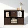 Furinno Cubic Closet Organizers and Storage, 6-Cube Closet Organizer with Bins, Open Shelf Storage, for Wardrobe, Bedroom, Living Room, White(Columbia Walnut/Dark Brown)