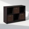 Furinno Cubic Closet Organizers and Storage, 6-Cube Closet Organizer with Bins, Open Shelf Storage, for Wardrobe, Bedroom, Living Room, White(Dark Walnut)