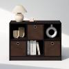 Furinno Cubic Closet Organizers and Storage, 6-Cube Closet Organizer with Bins, Open Shelf Storage, for Wardrobe, Bedroom, Living Room, White(Dark Walnut)