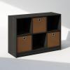 Furinno Cubic Closet Organizers and Storage, 6-Cube Closet Organizer with Bins, Open Shelf Storage, for Wardrobe, Bedroom, Living Room, White(Espresso/Brown)