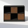 Furinno Cubic Closet Organizers and Storage, 6-Cube Closet Organizer with Bins, Open Shelf Storage, for Wardrobe, Bedroom, Living Room, White(Espresso/Brown)