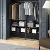 Furinno Cubic Closet Organizers and Storage, 6-Cube Closet Organizer with Bins, Open Shelf Storage, for Wardrobe, Bedroom, Living Room, White(French Oak/Black)