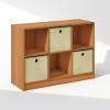 Furinno Cubic Closet Organizers and Storage, 6-Cube Closet Organizer with Bins, Open Shelf Storage, for Wardrobe, Bedroom, Living Room, White(Light Cherry/Ivory)