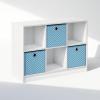 Furinno Cubic Closet Organizers and Storage, 6-Cube Closet Organizer with Bins, Open Shelf Storage, for Wardrobe, Bedroom, Living Room, White(White/Light Blue)