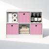 Furinno Cubic Closet Organizers and Storage, 6-Cube Closet Organizer with Bins, Open Shelf Storage, for Wardrobe, Bedroom, Living Room, White(White/Pink)
