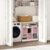 Furinno Cubic Closet Organizers and Storage, 6-Cube Closet Organizer with Bins, Open Shelf Storage, for Wardrobe, Bedroom, Living Room, White(White/Pink)