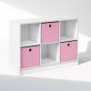 Furinno Cubic Closet Organizers and Storage, 6-Cube Closet Organizer with Bins, Open Shelf Storage, for Wardrobe, Bedroom, Living Room, White(White/Pink)