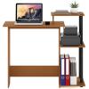 Furinno EFFICIENT Desk, 28.6″ Wide Gaming Desk with 3 Open Side Shelves, Laptop Notebook Computer Desk, Office Desk for Home Office, Study Room, Dorm, Bedroom, Americano(Light Cherry/Black)