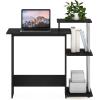 Furinno EFFICIENT Desk, 28.6″ Wide Gaming Desk with 3 Open Side Shelves, Laptop Notebook Computer Desk, Office Desk for Home Office, Study Room, Dorm, Bedroom, Americano(Americano/Stainless Steel)