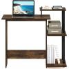 Furinno EFFICIENT Desk, 28.6″ Wide Gaming Desk with 3 Open Side Shelves, Laptop Notebook Computer Desk, Office Desk for Home Office, Study Room, Dorm, Bedroom, Americano(Amber Pine/Black)
