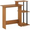 Furinno EFFICIENT Desk, 28.6″ Wide Gaming Desk with 3 Open Side Shelves, Laptop Notebook Computer Desk, Office Desk for Home Office, Study Room, Dorm, Bedroom, Americano(Light Cherry/Black)