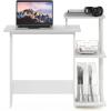 Furinno EFFICIENT Desk, 28.6″ Wide Gaming Desk with 3 Open Side Shelves, Laptop Notebook Computer Desk, Office Desk for Home Office, Study Room, Dorm, Bedroom, Americano(White/White)