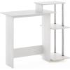 Furinno EFFICIENT Desk, 28.6″ Wide Gaming Desk with 3 Open Side Shelves, Laptop Notebook Computer Desk, Office Desk for Home Office, Study Room, Dorm, Bedroom, Americano(White Oak/Stainless Steel)